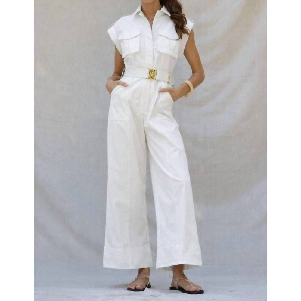 NEW EB LUXE mireya jumpsuit in white
